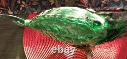 Large Vintage Hand Blown Art Murano Glass Sawfish Green Exquisite & Rare