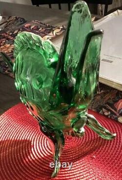 Large Vintage Hand Blown Art Murano Glass Sawfish Green Exquisite & Rare