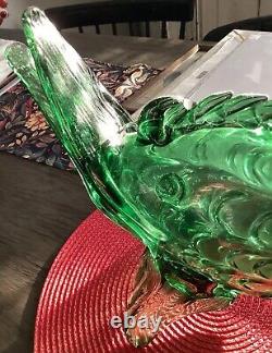 Large Vintage Hand Blown Art Murano Glass Sawfish Green Exquisite & Rare