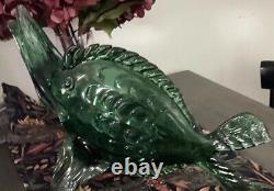 Large Vintage Hand Blown Art Murano Glass Sawfish Green Exquisite & Rare