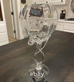 Large Vintage Hand Blown Italian Murano Clear Glass Wine Glass Goblet Venetian