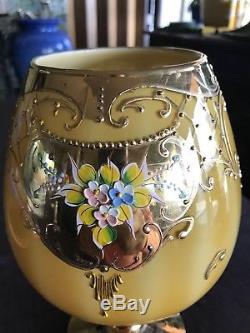 Large Vintage Hand Blown Venetian MURANO Glass Tazza Goblet 11 Encrusted Gold