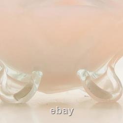 Large Vintage Murano Glass Orange White Footed Compote Bowl (20.5 inches)