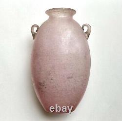 Large Vintage Murano Glass Pink Scavo Vase in Manner of Seguso 1970s Sarreid Ltd