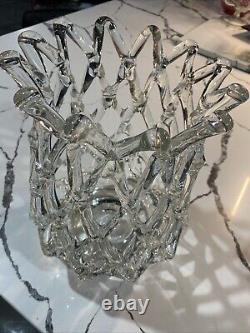 Large Vintage Murano Hand Blown Art Glass Sculpture Clear Web Decorative Decor