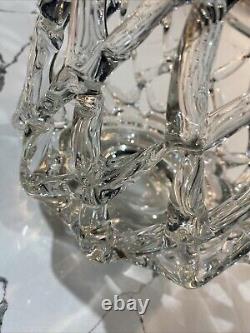 Large Vintage Murano Hand Blown Art Glass Sculpture Clear Web Decorative Decor