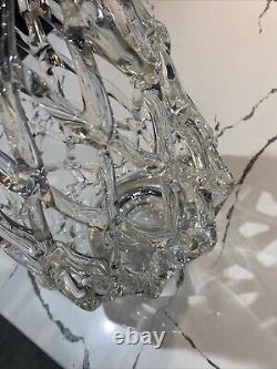 Large Vintage Murano Hand Blown Art Glass Sculpture Clear Web Decorative Decor