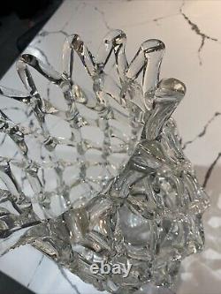 Large Vintage Murano Hand Blown Art Glass Sculpture Clear Web Decorative Decor