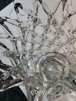 Large Vintage Murano Hand Blown Art Glass Sculpture Clear Web Decorative Decor