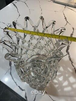 Large Vintage Murano Hand Blown Art Glass Sculpture Clear Web Decorative Decor