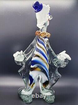 Large Vintage Murano Multicolor Blown Glass Candy Cane Clown Italy Venetian 13