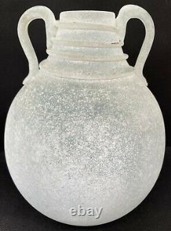 Large Vintage Seguso Vetri dArte Scavo Murano Glass Vase Ancient Roman Style