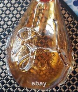 Large Vintage Viz Art Glass Orange Amberina Hand Blown Vase Murano style 19.5