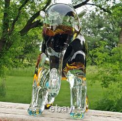 Large Vtg Hand Blown Murano Italy Art Glass Elephant Sommerso Sculpture Figurine