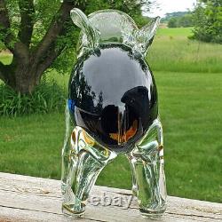 Large Vtg Hand Blown Murano Italy Art Glass Elephant Sommerso Sculpture Figurine