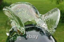 Large Vtg Hand Blown Murano Italy Art Glass Elephant Sommerso Sculpture Figurine