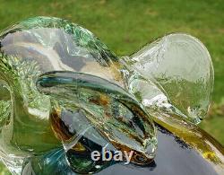 Large Vtg Hand Blown Murano Italy Art Glass Elephant Sommerso Sculpture Figurine