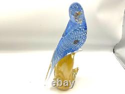 Large hand blown blue /gold Flecks? Marano glass 12 Bird/parrot