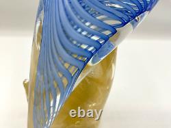 Large hand blown blue /gold Flecks? Marano glass 12 Bird/parrot