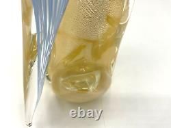 Large hand blown blue /gold Flecks? Marano glass 12 Bird/parrot