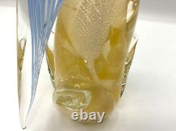 Large hand blown blue /gold Flecks? Marano glass 12 Bird/parrot