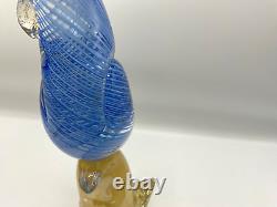 Large hand blown blue /gold Flecks? Marano glass 12 Bird/parrot