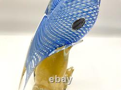 Large hand blown blue /gold Flecks? Marano glass 12 Bird/parrot