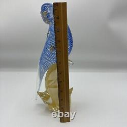 Large hand blown blue /gold Flecks? Marano glass 12 Bird/parrot