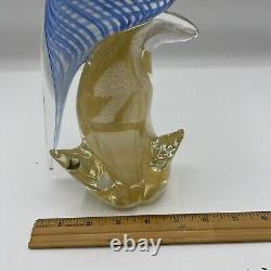 Large hand blown blue /gold Flecks? Marano glass 12 Bird/parrot