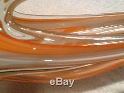 Lg 22 1/2 Tall Handblown Italian Murano Art Glass Basket Vases MID Century