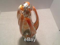 Lg 22 1/2 Tall Handblown Italian Murano Art Glass Basket Vases MID Century