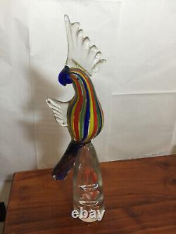 Lge GLASS PARROT Macaw 47cm blown glass Murano zane COCKATOO hand blown Gay gold