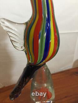 Lge GLASS PARROT Macaw 47cm blown glass Murano zane COCKATOO hand blown Gay gold