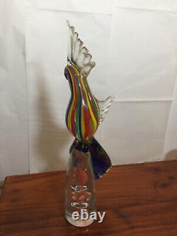 Lge GLASS PARROT Macaw 47cm blown glass Murano zane COCKATOO hand blown Gay gold