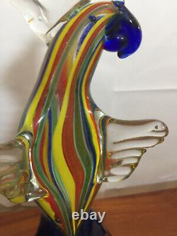 Lge GLASS PARROT Macaw 47cm blown glass Murano zane COCKATOO hand blown Gay gold