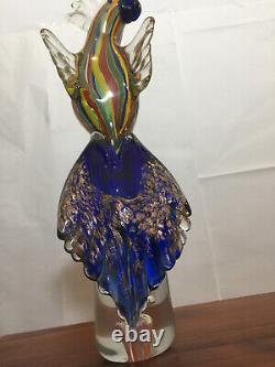 Lge GLASS PARROT Macaw 47cm blown glass Murano zane COCKATOO hand blown Gay gold