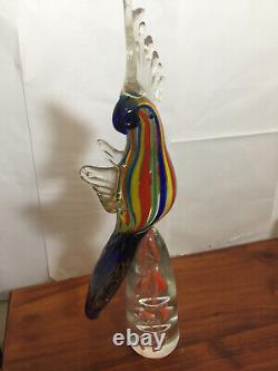 Lge GLASS PARROT Macaw 47cm blown glass Murano zane COCKATOO hand blown Gay gold