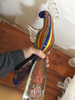 Lge GLASS PARROT Macaw 47cm blown glass Murano zane COCKATOO hand blown Gay gold