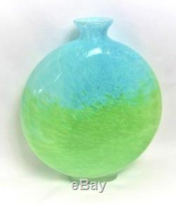 Lime Green & Turquoise Hand Blown MURANO Cased Vase Modernist Art Deco Abstract