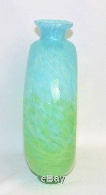 Lime Green & Turquoise Hand Blown MURANO Cased Vase Modernist Art Deco Abstract