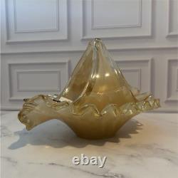 Linea Astuni Italian Hand Blown Murano Style Art Glass Bowl & Basket Set