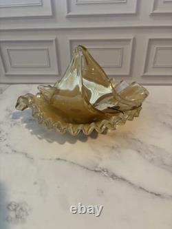 Linea Astuni Italian Hand Blown Murano Style Art Glass Bowl & Basket Set