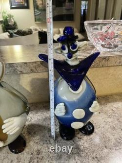 Lot Of 2 Vintage Murano hand blown Glass Clown Figurine Decorative Collectible