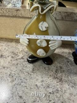 Lot Of 2 Vintage Murano hand blown Glass Clown Figurine Decorative Collectible