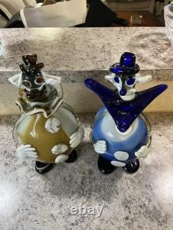 Lot Of 2 Vintage Murano hand blown Glass Clown Figurine Decorative Collectible