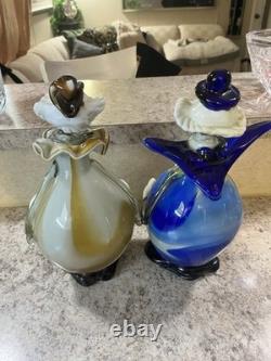 Lot Of 2 Vintage Murano hand blown Glass Clown Figurine Decorative Collectible