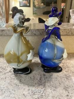 Lot Of 2 Vintage Murano hand blown Glass Clown Figurine Decorative Collectible