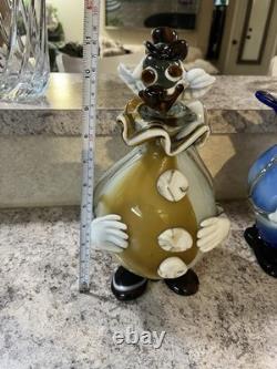 Lot Of 2 Vintage Murano hand blown Glass Clown Figurine Decorative Collectible