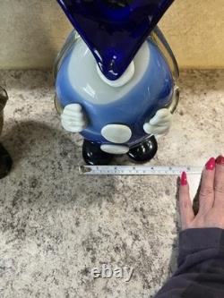 Lot Of 2 Vintage Murano hand blown Glass Clown Figurine Decorative Collectible