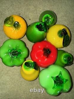 Lot Of 25 Vintage Hand-Blown Glass FRUITS, Vegetables Murano Style MCM FAB